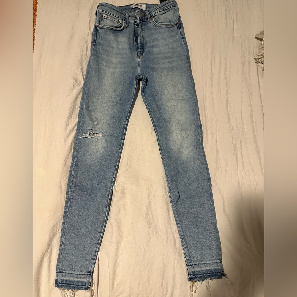 ZARA High-Rise Fringe Jeans